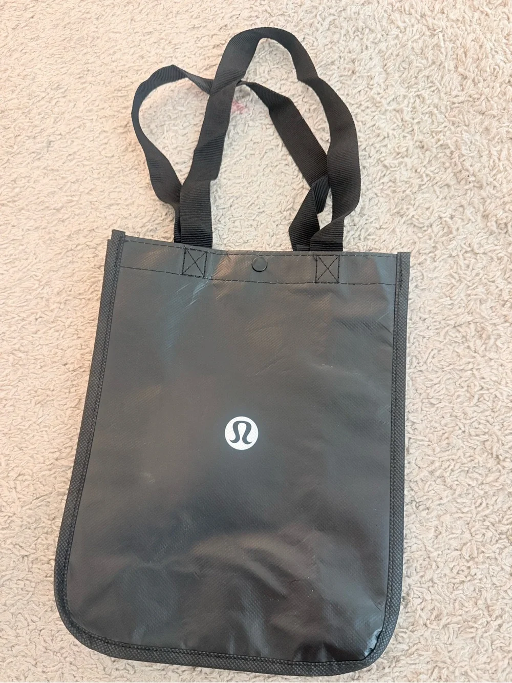 lululemon athletica Black Logo Tote Bag with Long Straps
